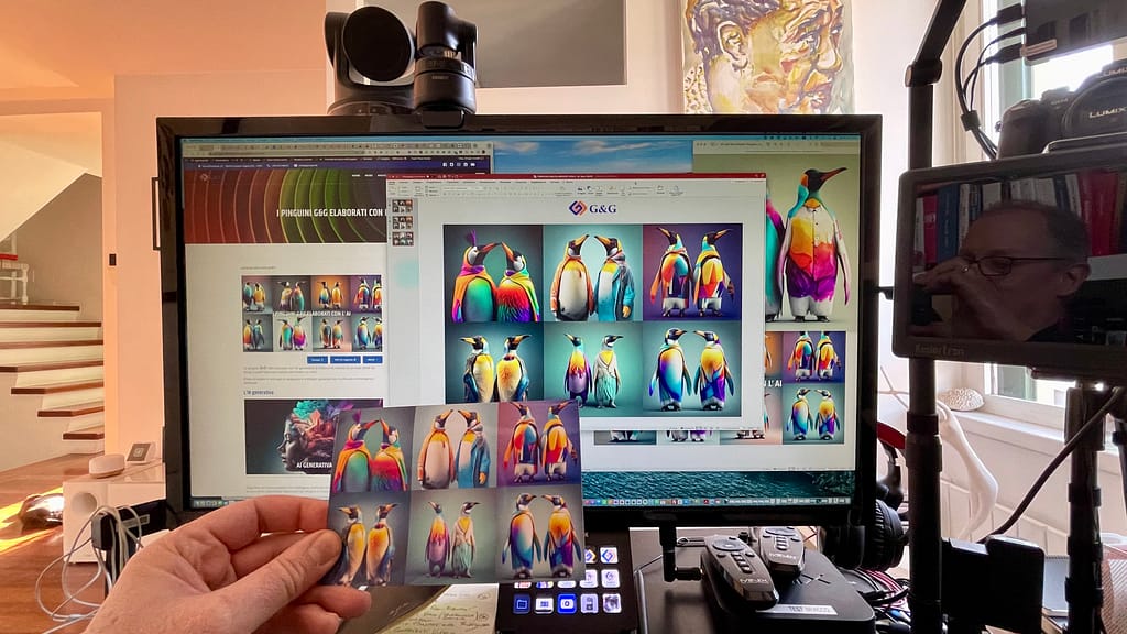 Le stampe dei pinguini generati con l'AI