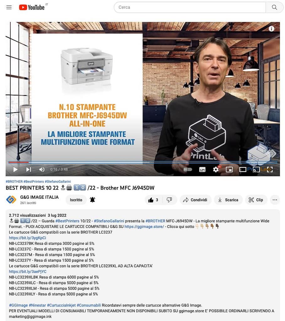 In ogni video BEST PRINTERS🔝🖨 sono inserite le informazioni dei consumabili alternativi G&G
